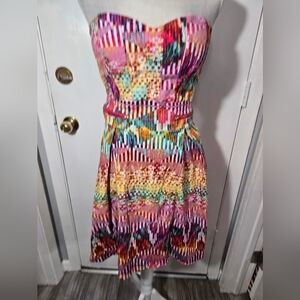Guess Strapless dress Tulip Mini with Pockets Multicolor Sz 14